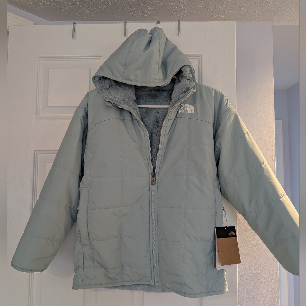 The North Face Girl Reversible Shasta Short Parka Jacket Muted Pine Medium (10)